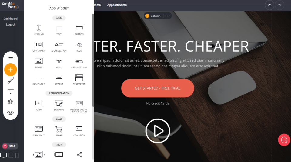 screenshot of Scribble Funnels